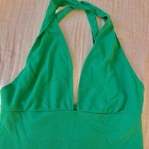Green Halter-Neck Crop Top